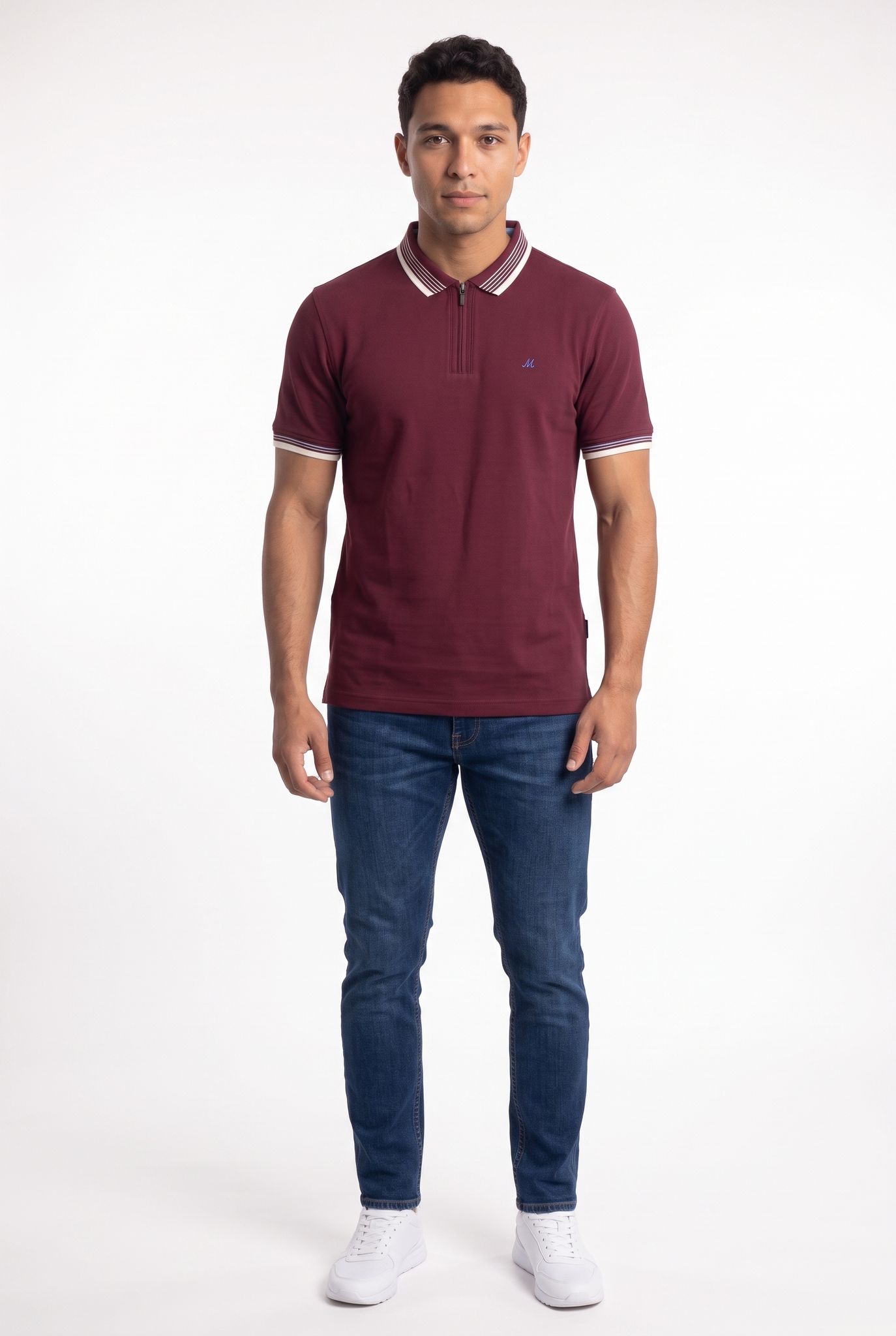 Eoin Zip Polo - Wine - Image 4