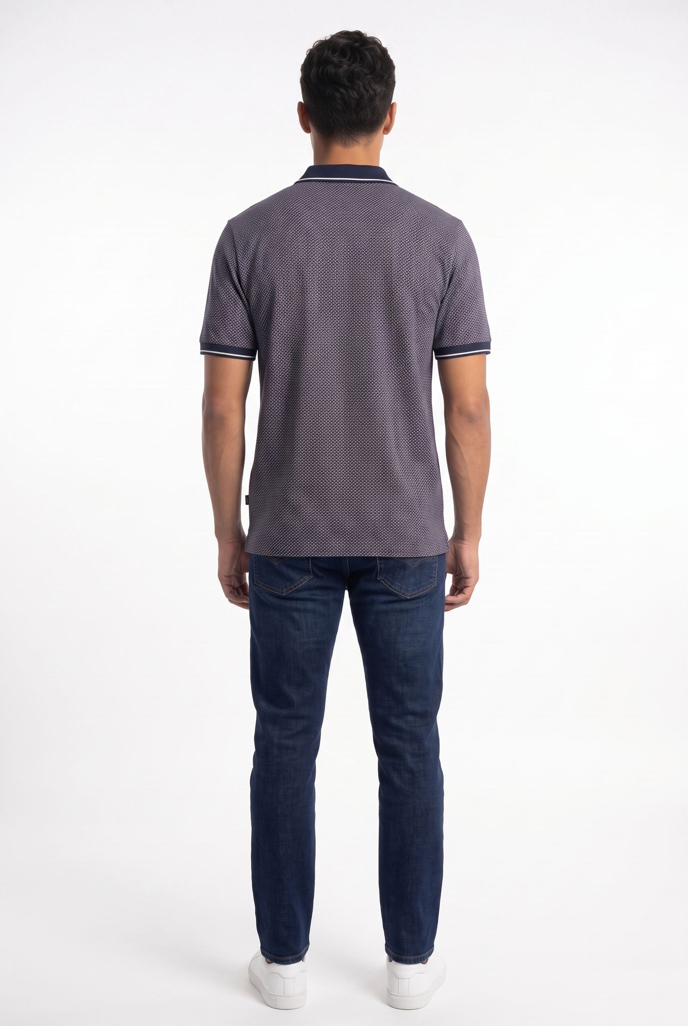 Quincy Textured Zip Polo - Plum - Image 4