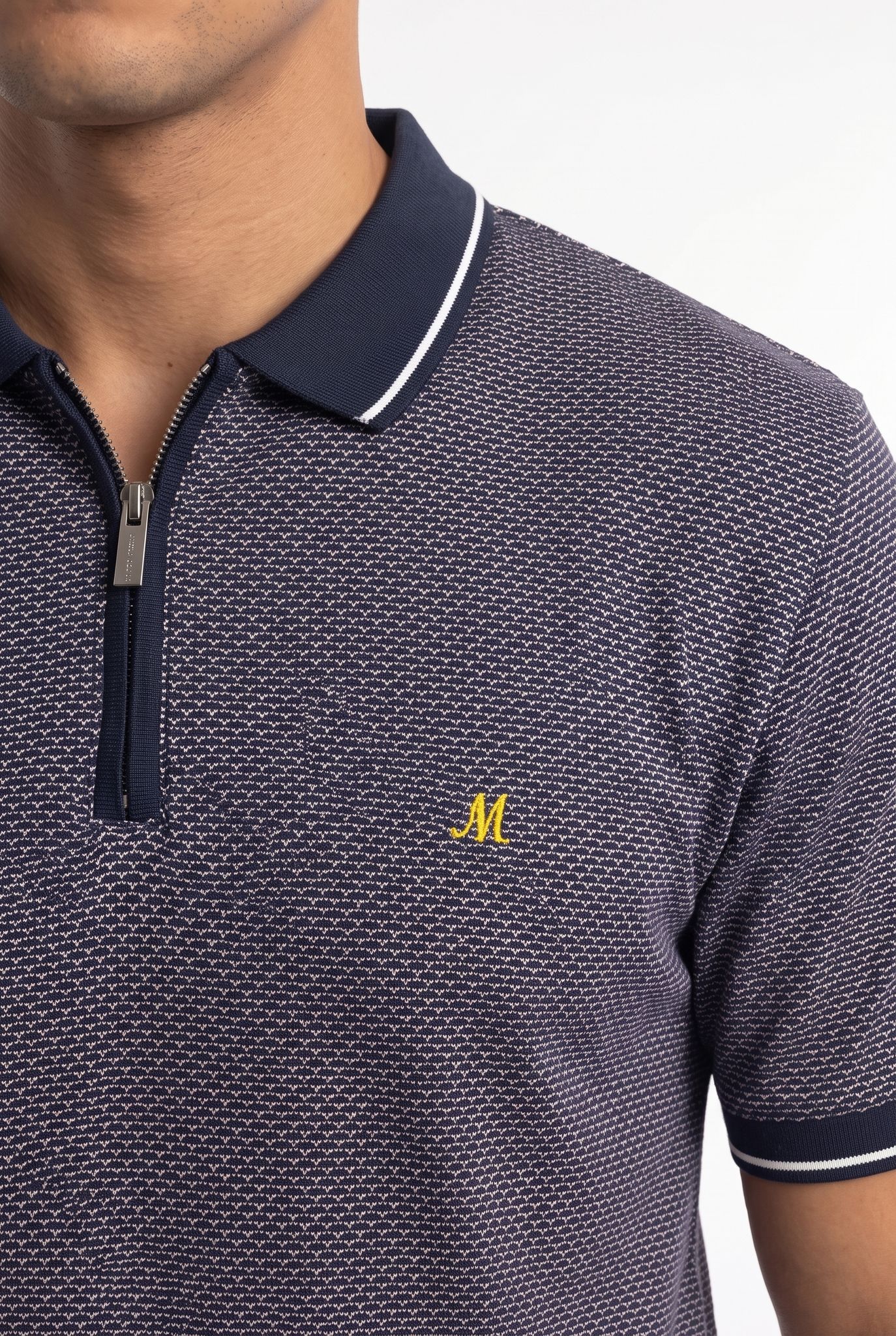 Quincy Textured Zip Polo - Plum - Image 2