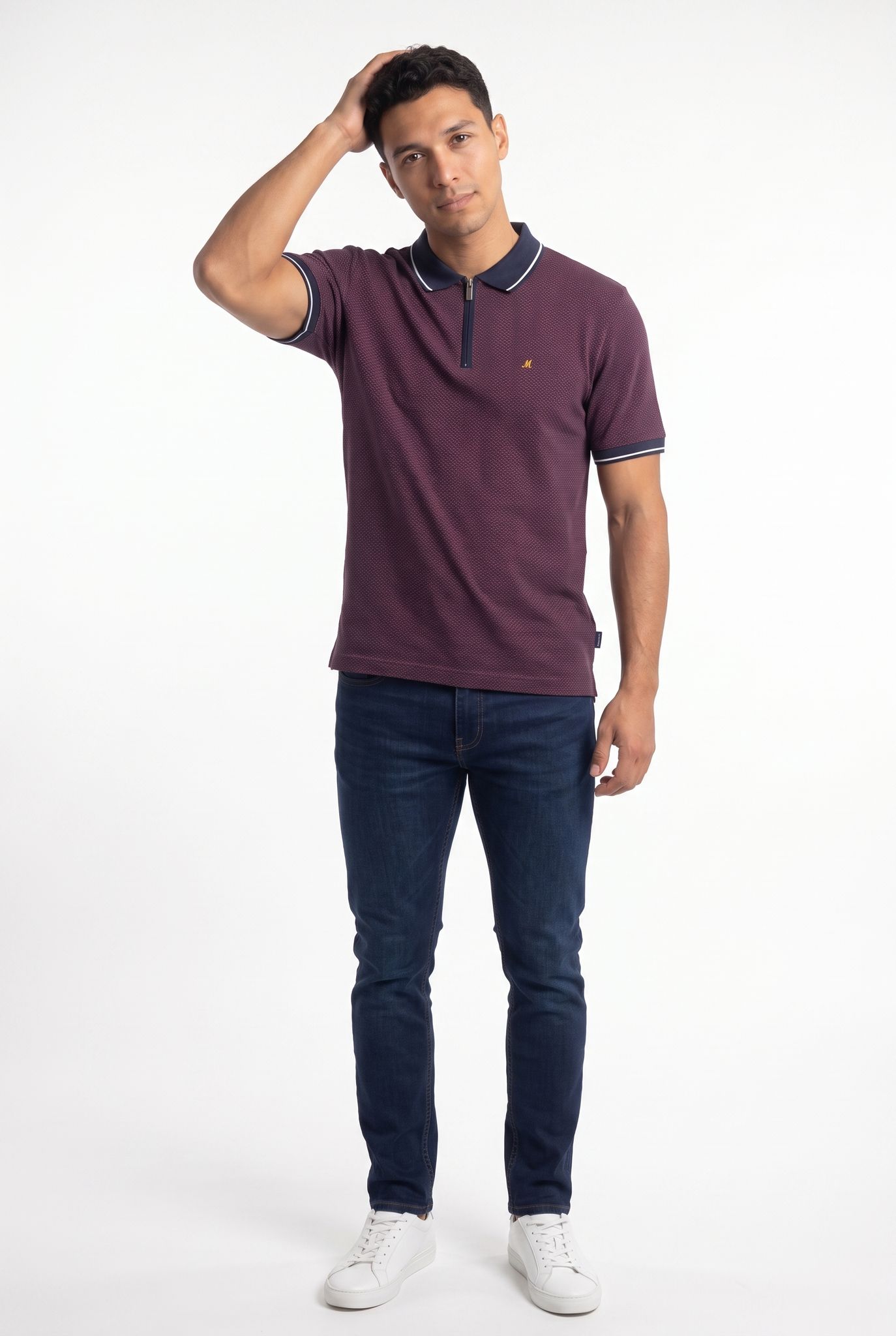 Quincy Textured Polo - Red - Image 3