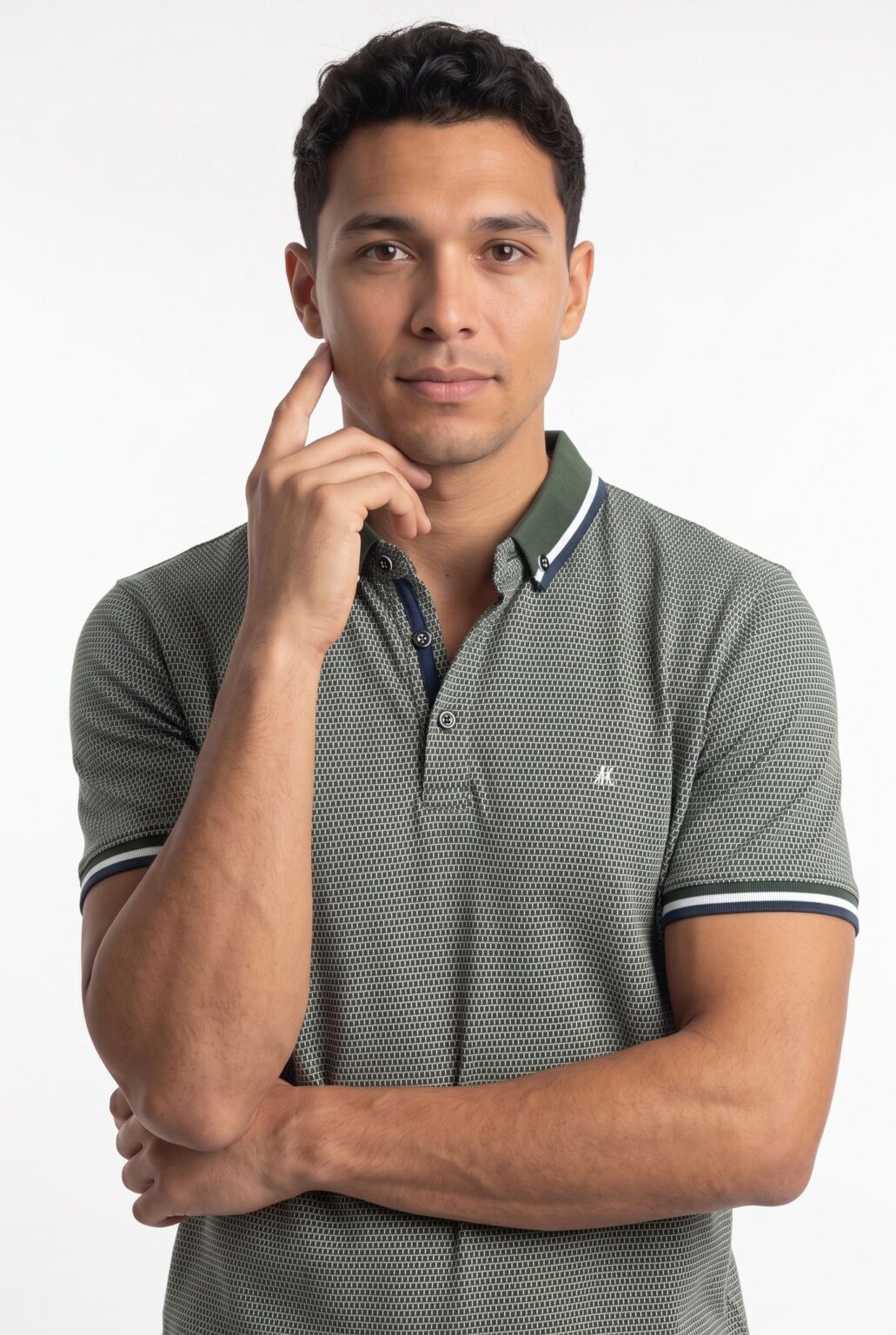 men's textured green polo