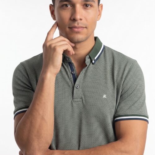 men's textured green polo