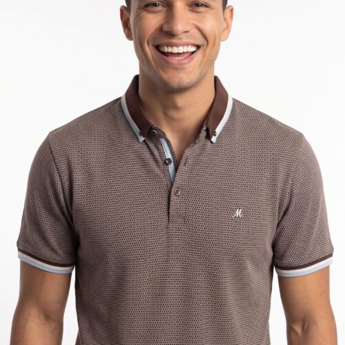 men's textured brown polo - camber