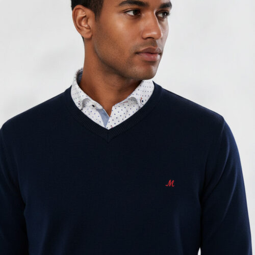 men's navy v-neck jumper - azenha