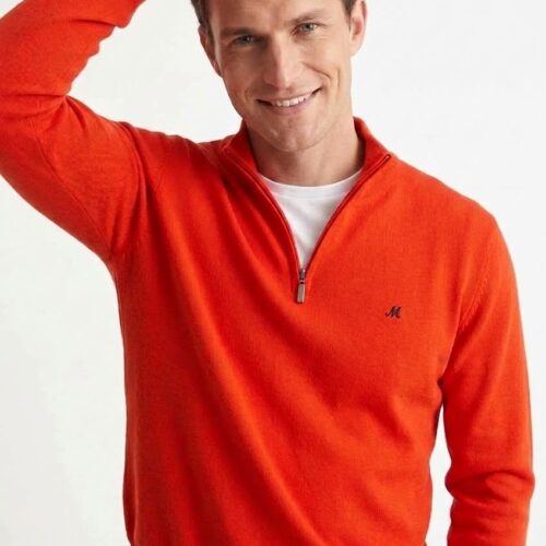 men's spicy orange quarter zip knit - altis