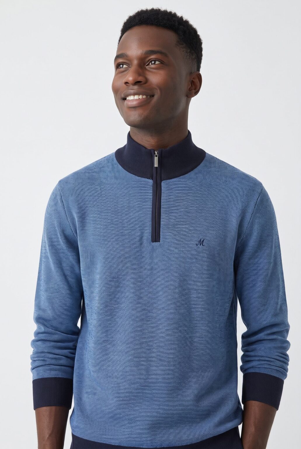 Men's Blue Quarter Zip Knit - River