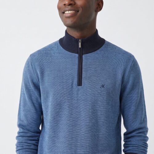 Men's Blue Quarter Zip Knit - River