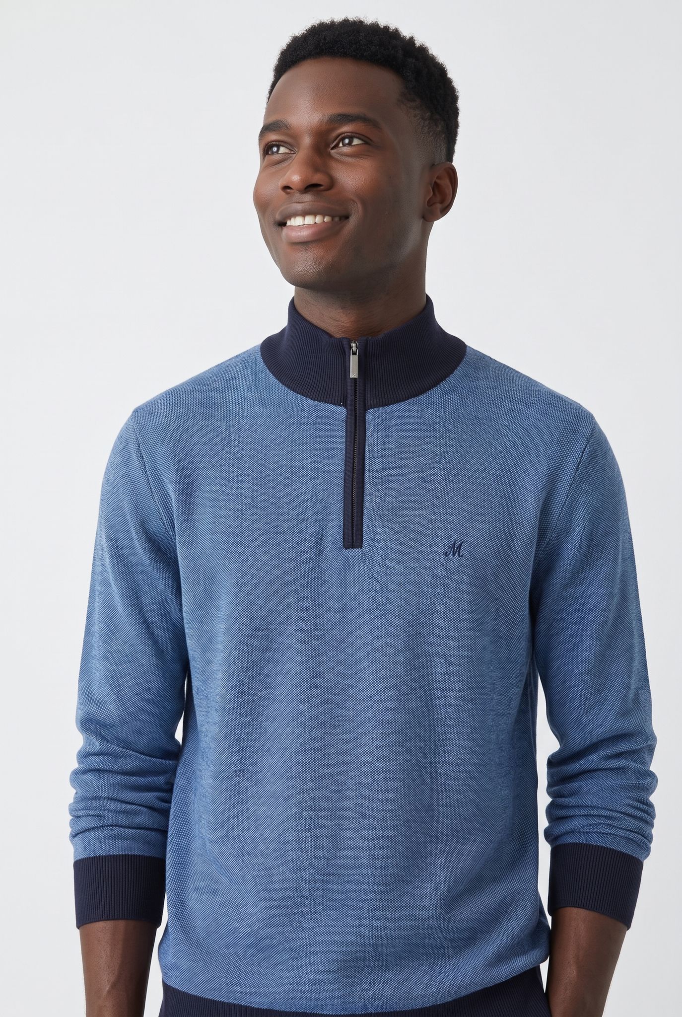 Men's Blue Quarter Zip Knit - River