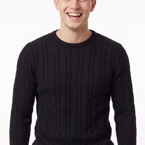 Cinar Crew Neck Cable Knit - Midnight