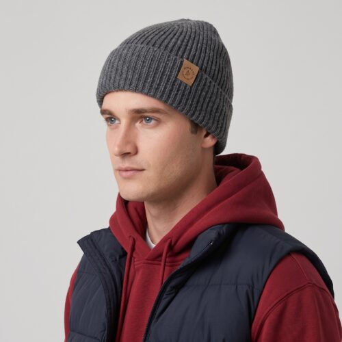 Unisex Charcoal Knit Beanie Hat - Hiker