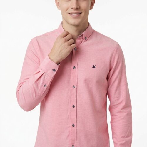 men's pink long sleeve oxford shirt - lolland pink 2