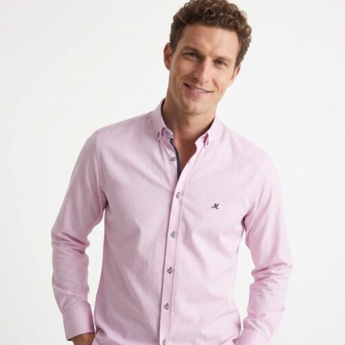 Men's Pink Long Sleeve Oxford Shirt - Lolland
