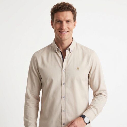 Men's Stone Long Sleeve Oxford Shirt - Lolland