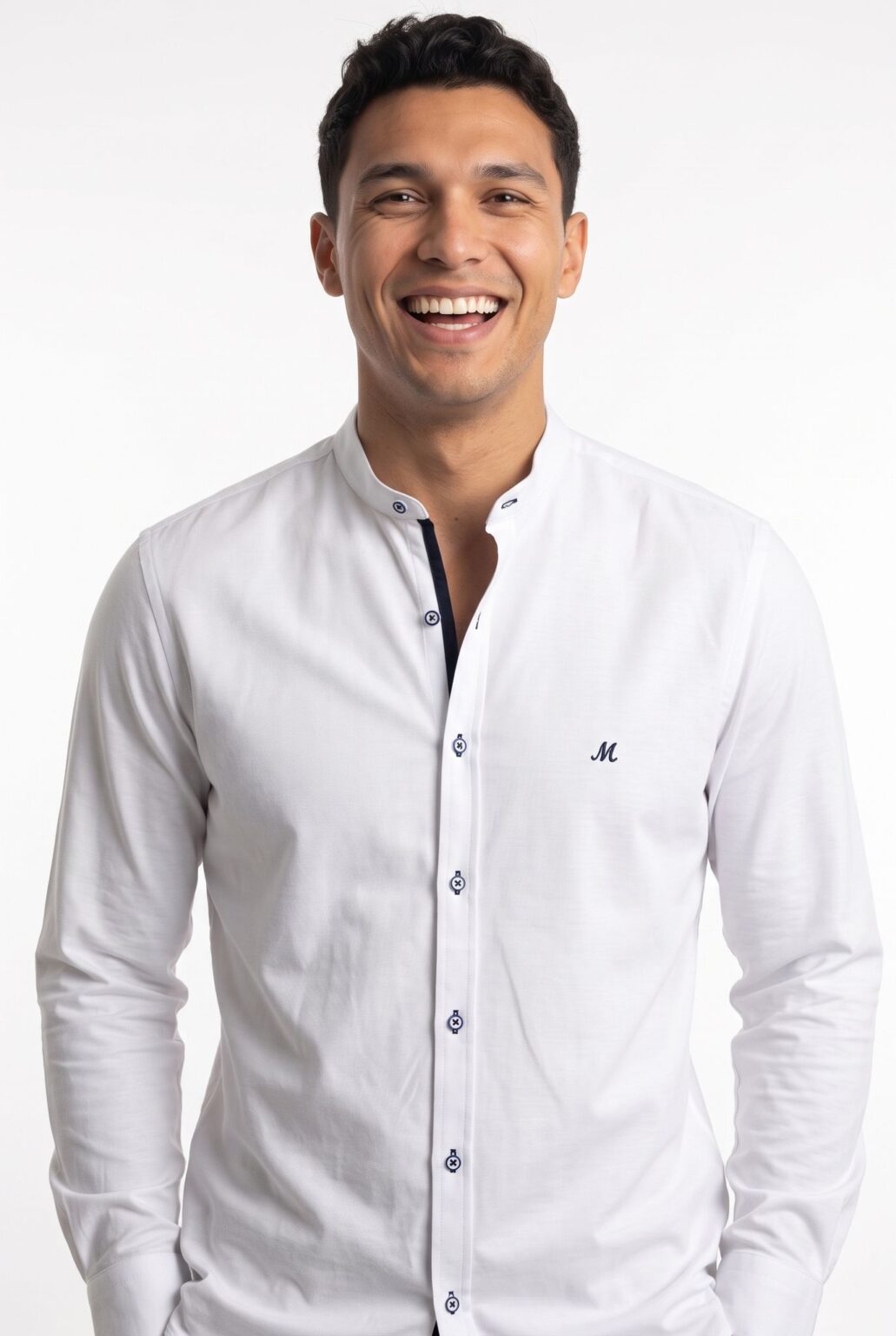 Men's Grandad Collar White Shirt