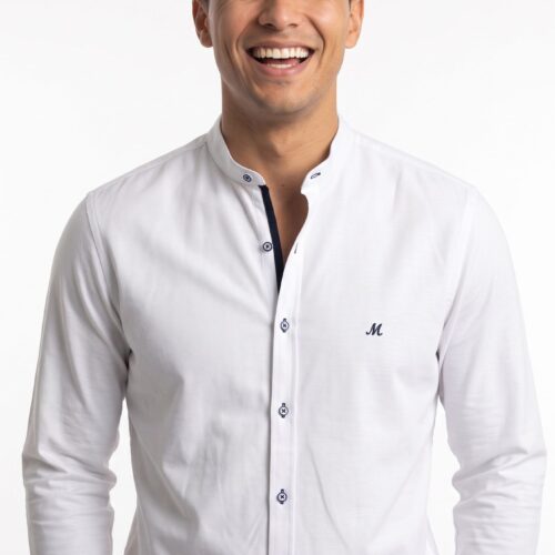 Men's Grandad Collar White Shirt