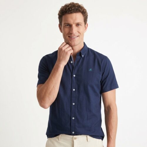 Men's Short Sleeve Navy Oxford Shirt