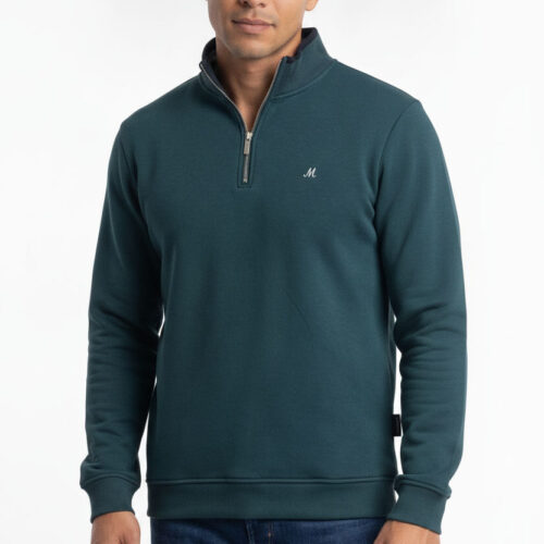 men's teal quarter zip jumper - rey avocado