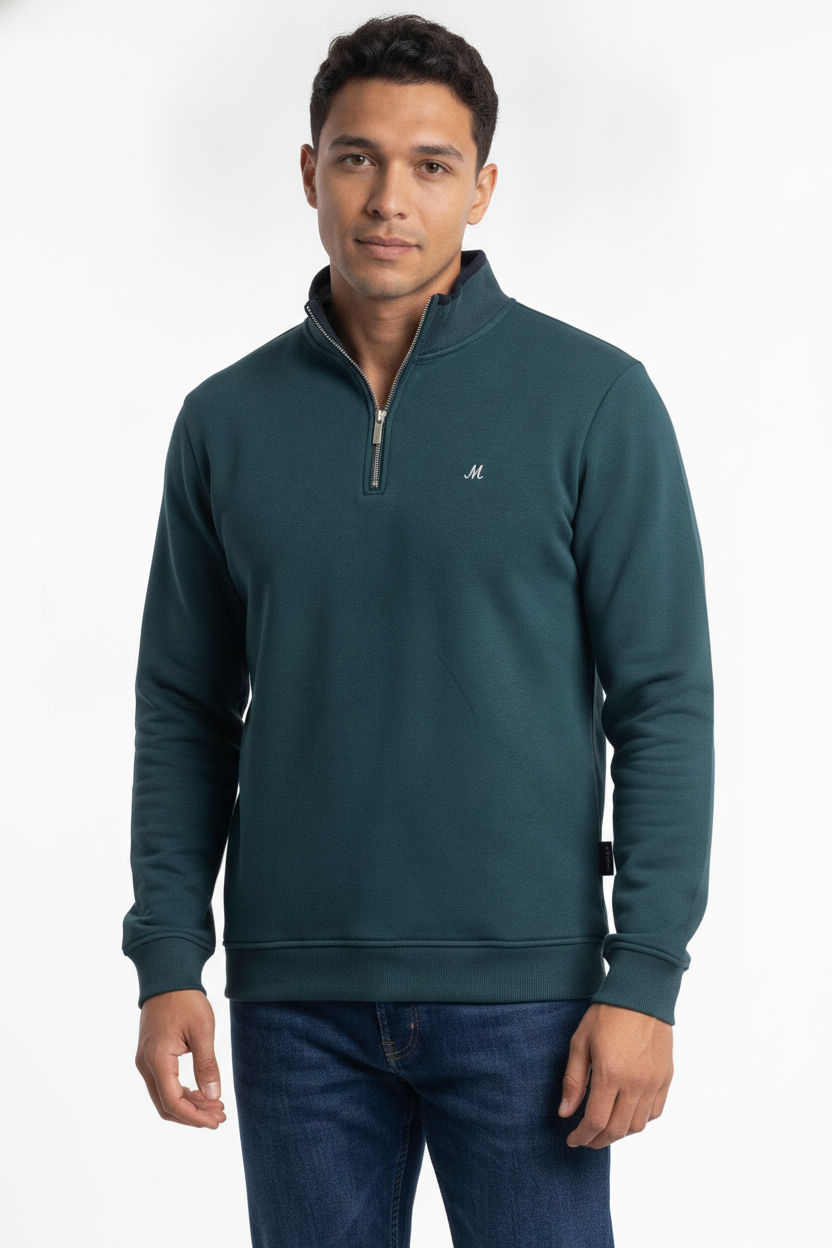 men's teal quarter zip jumper - rey avocado