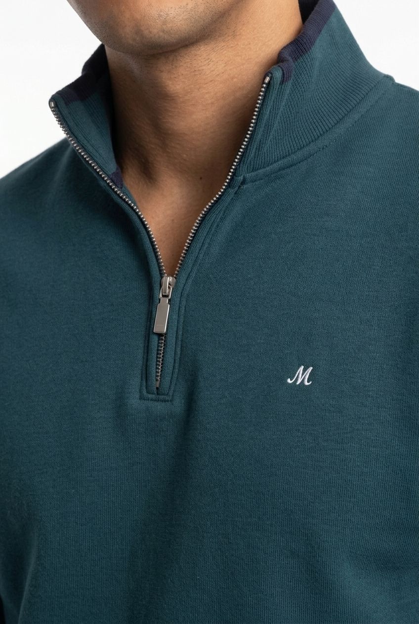 Rey Quarter Zip Sweatshirt - Avocado - Image 2