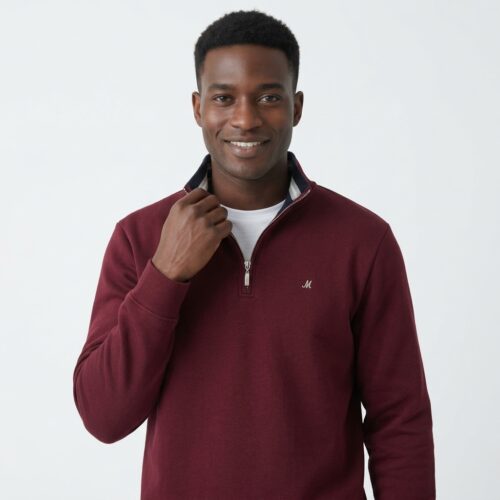 Men's Dark Burgundy Quarter Zip Fleece - Rey