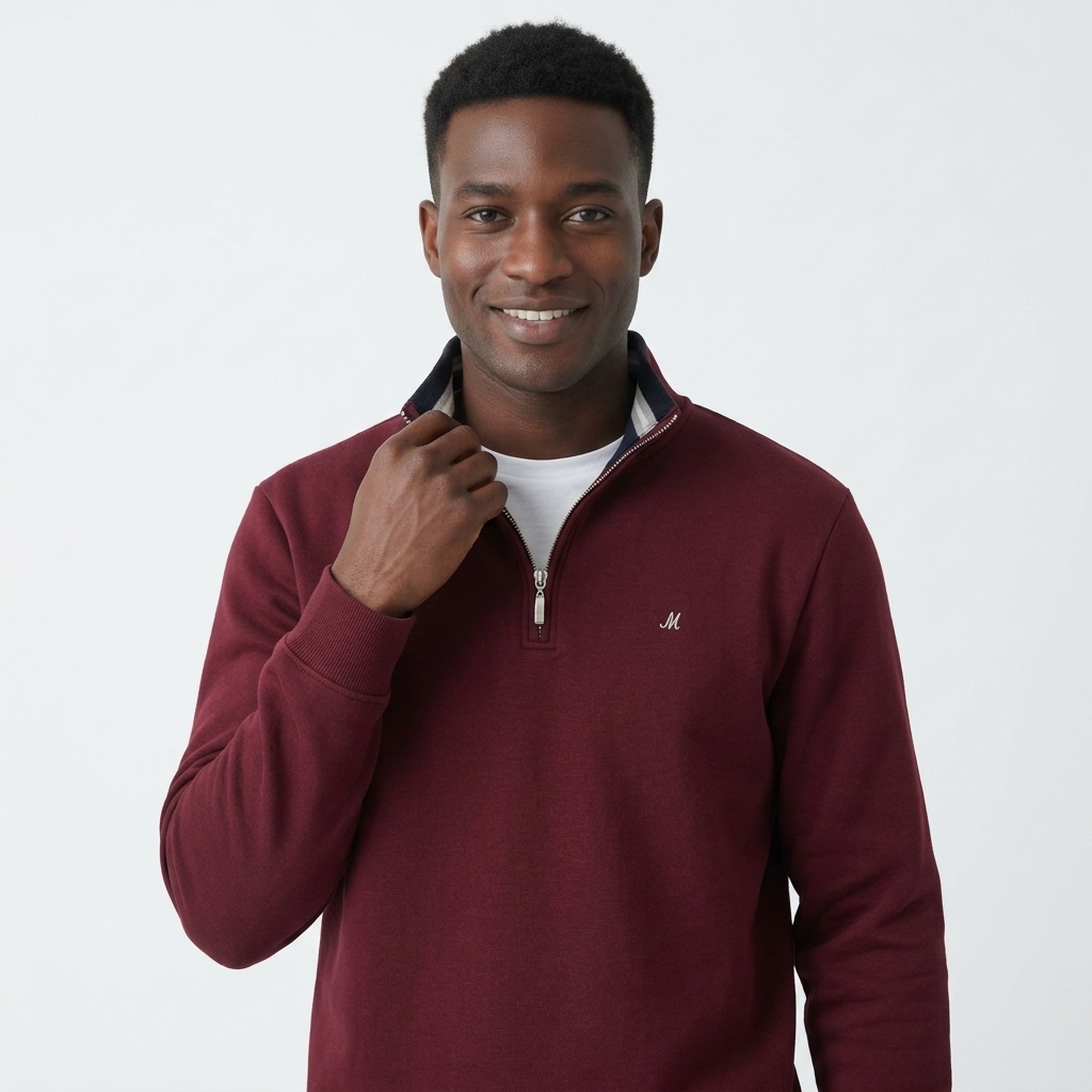 Men's Dark Burgundy Quarter Zip Fleece - Rey