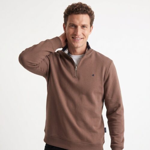 Men's Brown Quarter Zip Fleece - Rey