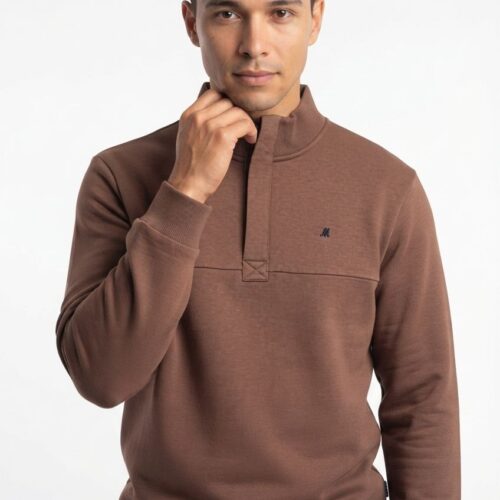 men's chocolate quarter zip jumer