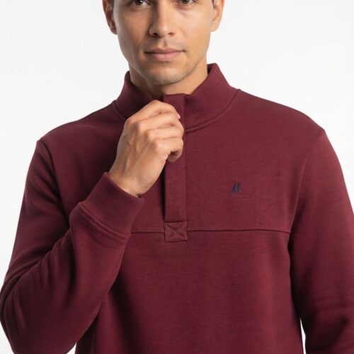 men's dark burgundy quarter zip jumper