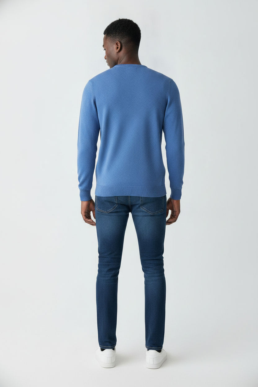 Ariana Crew Neck Knit - Mid Blue - Image 2