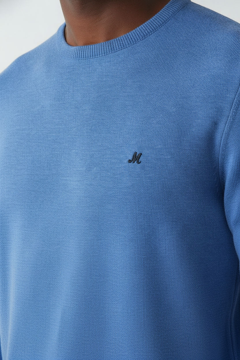 Ariana Crew Neck Knit - Mid Blue - Image 3
