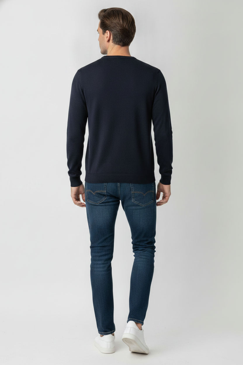 Ariana Crew Neck Knit - Navy - Image 3