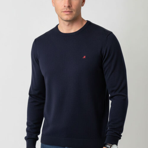 men's navy crew neck knit jumper - ariana