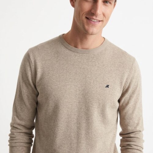 Men's camel crew neck knit
