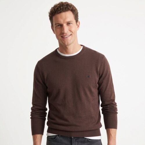 Men's Brown Crew Neck Knit - Ariana Chocolate