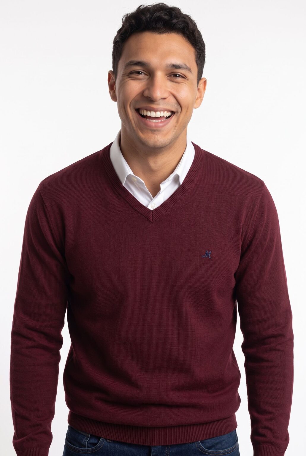men'sburgundy v-neck jumper - azenha