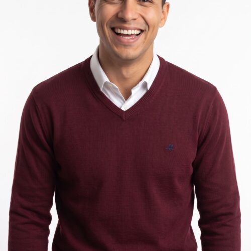 men'sburgundy v-neck jumper - azenha