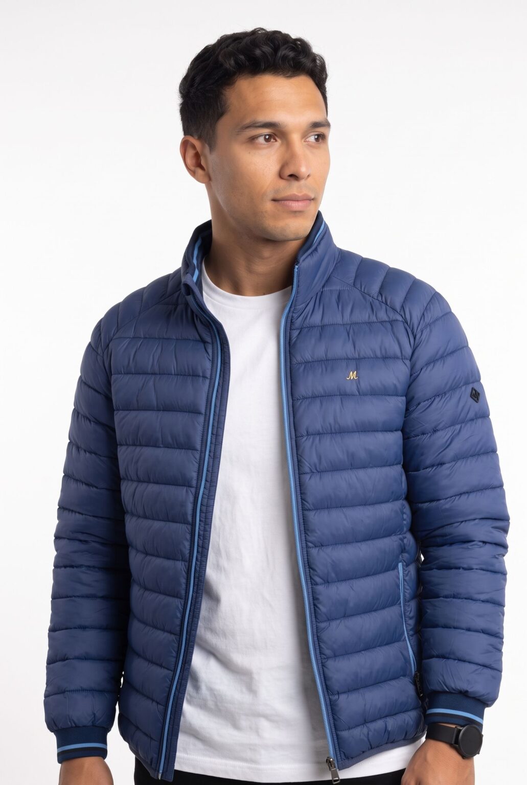 Men's Dark Denim Puffer Jacket - Ticket