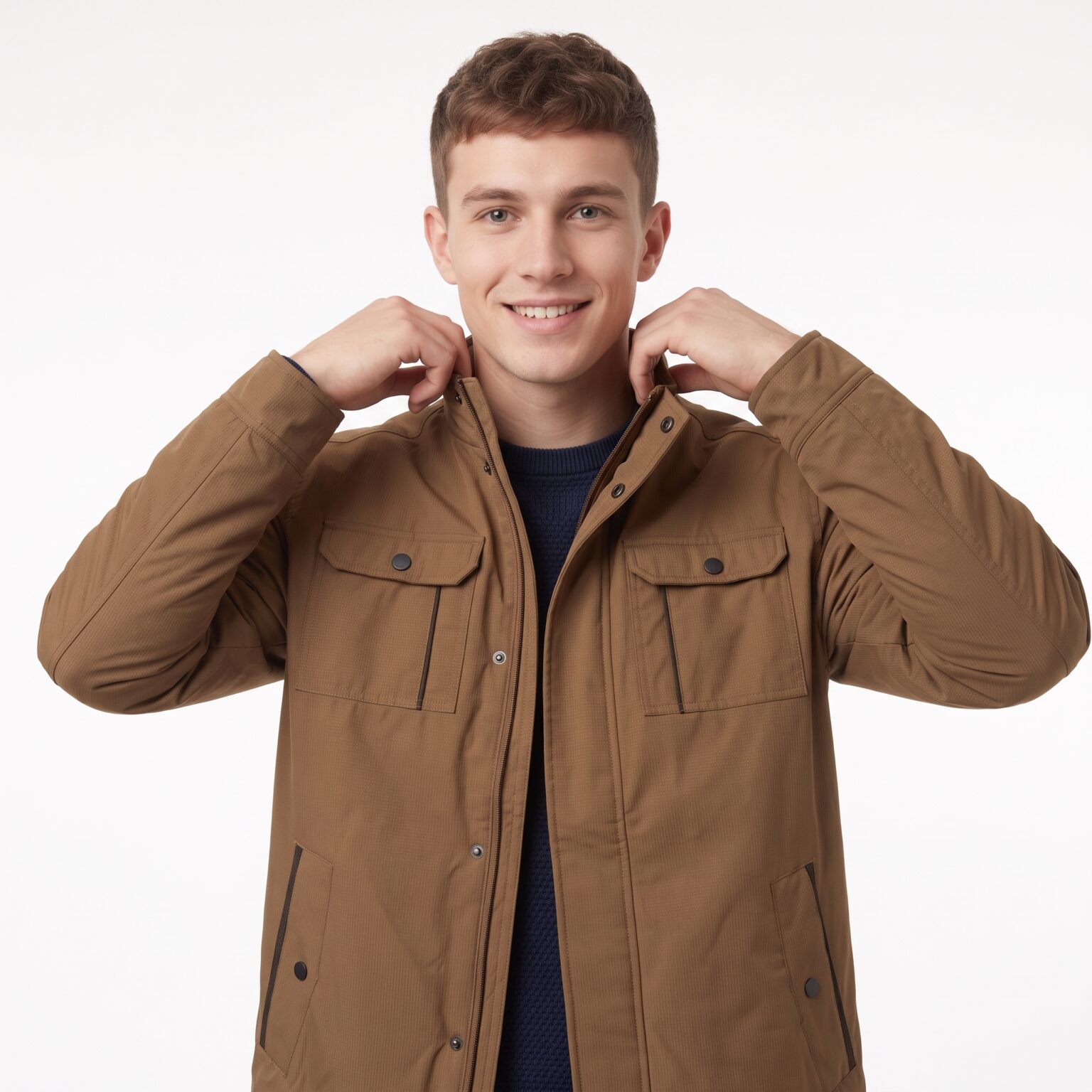 Men's Camel Full Zip Jacket - Napa